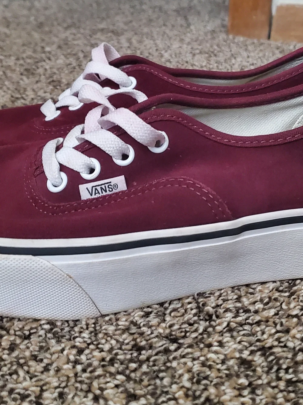 Vans Authentic Platform Low-Top Sneakers in Burgundy with White Laces
